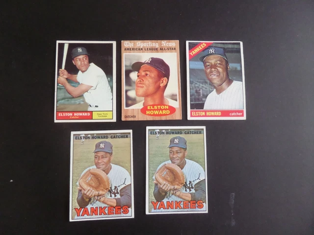 Lot Of 5 -1961-62-66-67-67 Topps Elston Howard Yankees Baseball Cards  Ex #103