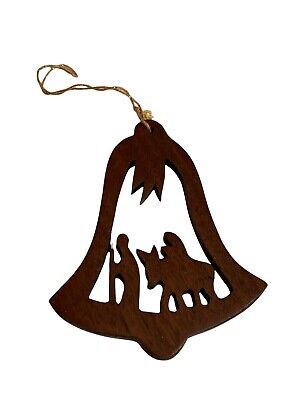 Wooden Hand Carved Christmas Nativity Ornament Jesus Mary Holy Family