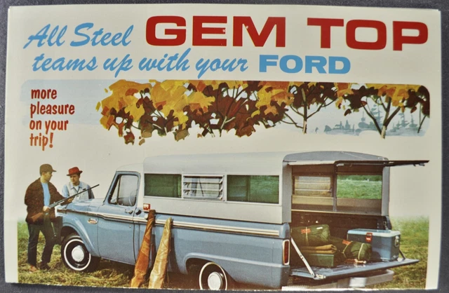 1965-1966 Gem-Top Canopy Ford Pickup Truck Brochure Folder Excellent Original