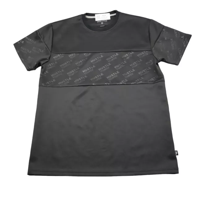 Camisa ENCRIPTADA para hombre XL negra manga corta cuello redondo estampado gráfico camiseta informal