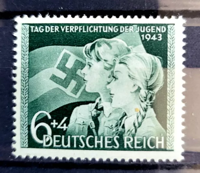 1943 German Reich stamp MH* Mi:DR 843 Boy and Girl with Flag HJ