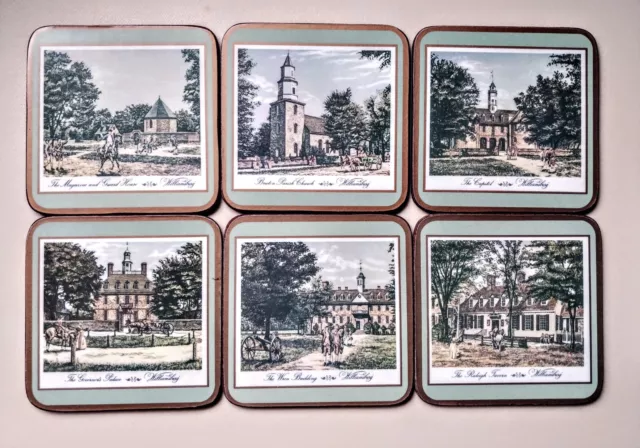 Set of 6 Royal Table Satin Finish Coasters English Cottages Cork Backed