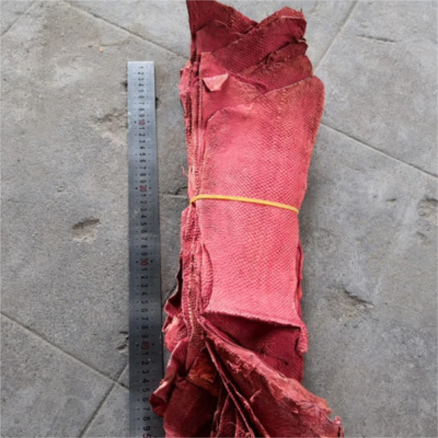 2 PIEZAS Piel de Pez Real Cuero Genuino Cuero de Salmón Ocultar Material Artesanal Hágalo usted mismo Rojo