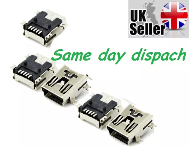 5 x Pcs Mini USB Type B Female 5-Pin SMT SMD Socket Jack Connector PCB UK