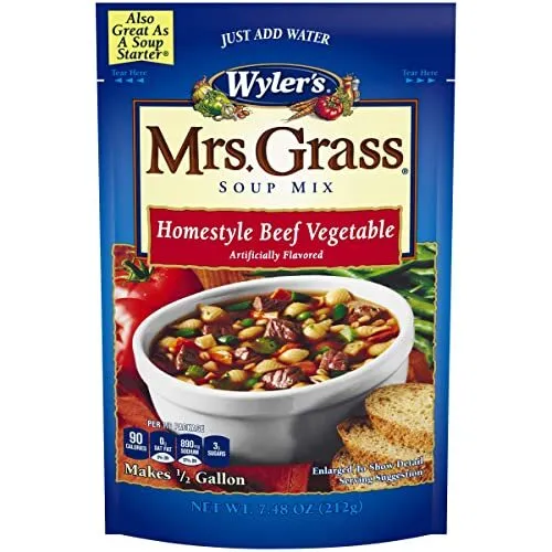 Mrs. Grass Beef Vegetable Hearty Homestyle Soup Mix (7.48oz Cans, Pack of 8)
