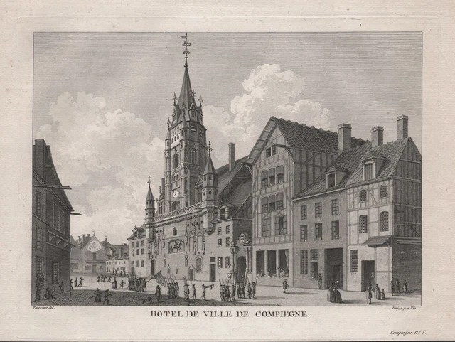 Compiegne Hotel de Ville Oise Hauts-de-France vue estampe gravure engraving 1780