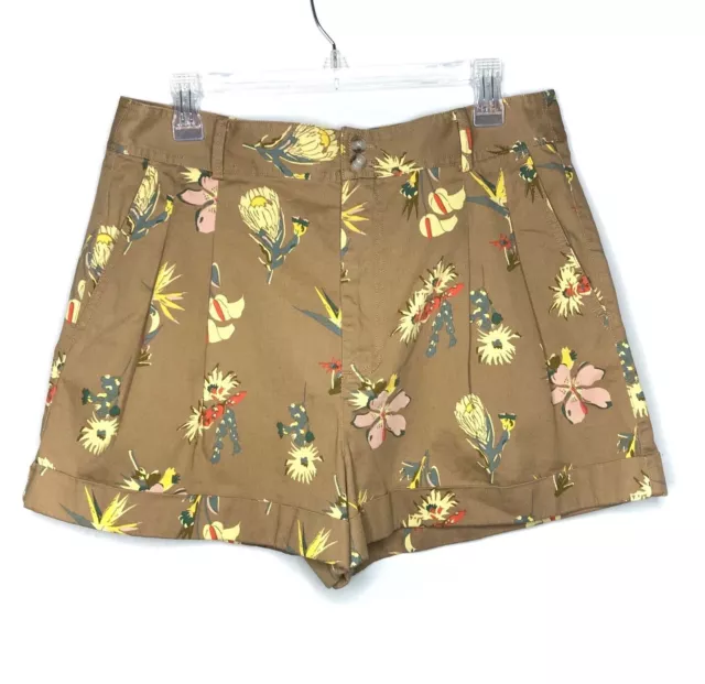 Madewell Women's Floral High Rise Pleated Shorts Cuffed Hawaiian Size 12