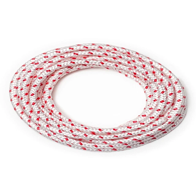 Corde De Démarrage DF QUALITY 6mm X 4m - Rouge/blanc, Résistante Huile Et Essence - Pour Tronçonneuse, Tondeuse, Outils De Jardin, Bateaux