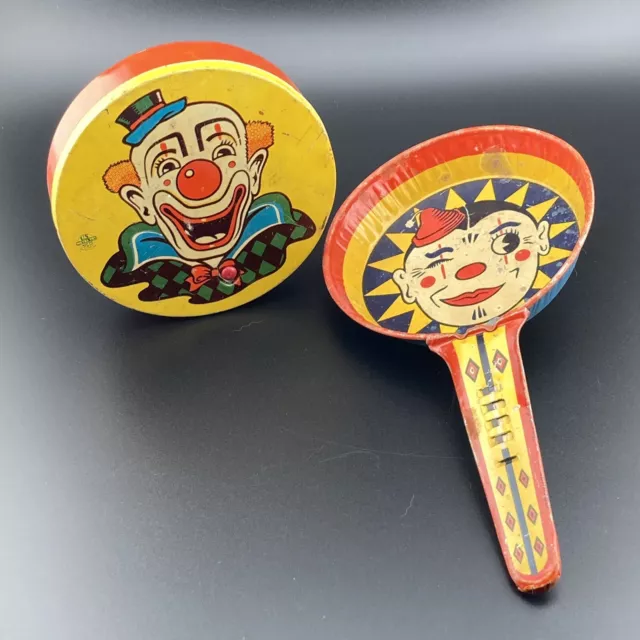 Kirchhof Life of the Party Winking Clown Clacker & US Toy Mfg Co Spinner Ratchet
