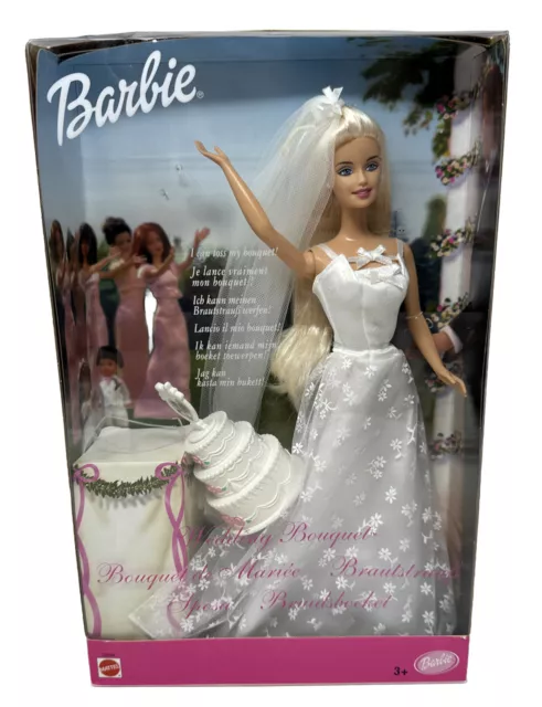 Barbie Wedding Bouquet Doll She Can Toss The Flowers Vintage 2001 #52649 Mattel