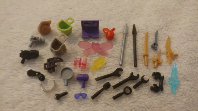 30pcs Lego Minifigure Accesories Laptop Fairy Lolly Weapons & More Bundle Joblot
