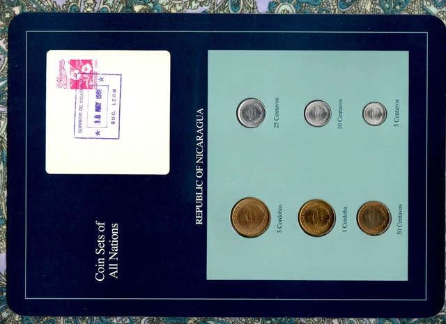 Coin Sets of All Nations Nicaragua UNC 1,5 Cordobas 5,10,25,50 Ctvs 1987