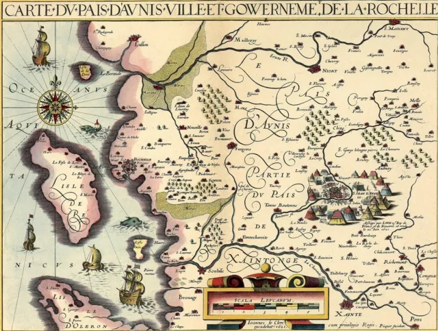 Reproduction carte ancienne - Pays d'Aunis et Gouvernement de La Rochelle 1621