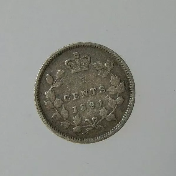 1891 CANADA SILVER 5 CENTS COIN #5 Victoria