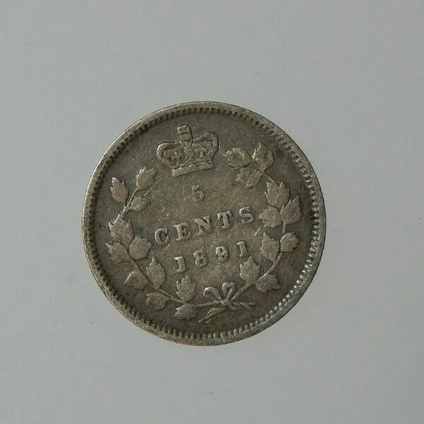 1891 CANADA SILVER 5 CENTS COIN #5 Victoria
