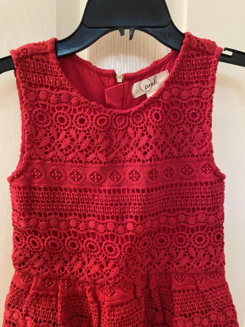 Peek Kids Tessa Tiered Lace Dress Red Girls Size Medium 6-7 NWT 2