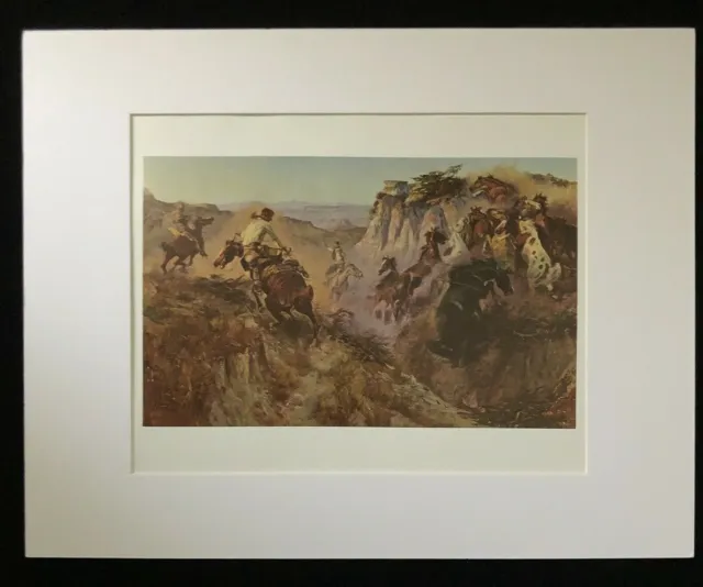 Charles M Russell "Wild Horse Hunters" 11 x 14 Matted Western Print