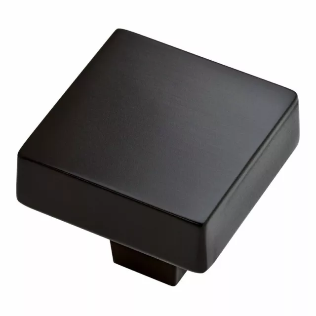 1-7/16" Square Knob Flat Black Kitchen Cabinet Drawer Pull Hardware