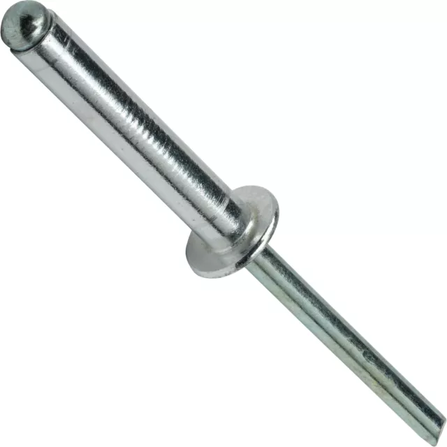 Pop Rivets 3/16" x 1-1/8" Aluminum Body Steel Mandrel Dome Head Blind Qty 50