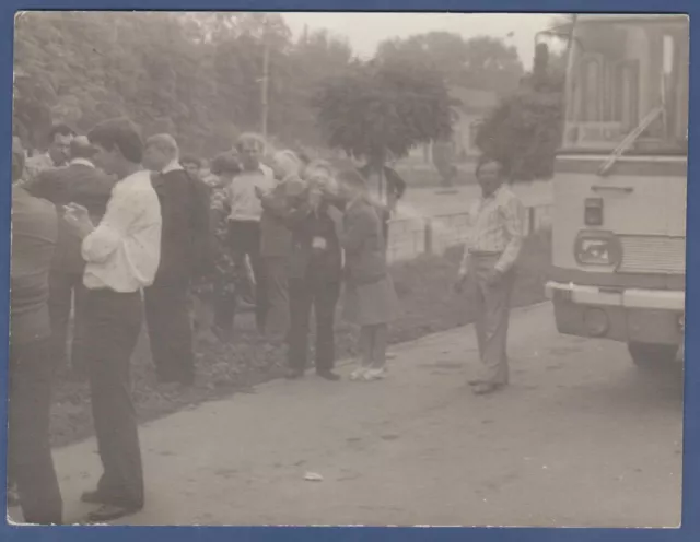 Beautiful Guys and Girls near the bus Soviet Vintage Photo USSR