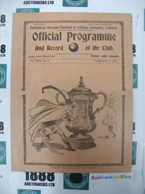TOTTENHAM HOTSPUR, 1933/1934, a football programme from the game versus Aston Vi