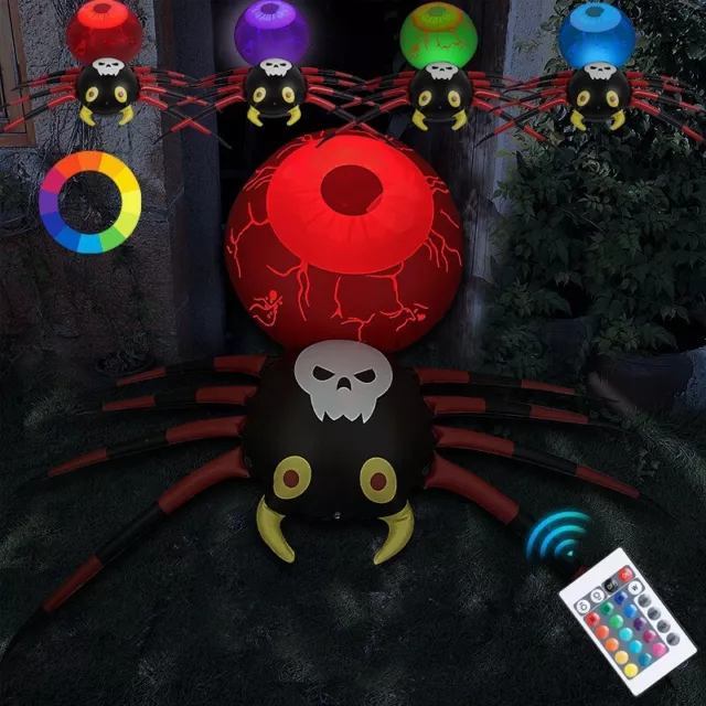 Halloween Inflatable Spider Large Blow up Decoration with Colorful LED Lights