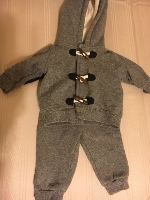 CARTER'S 2 Piece Baby Boys Hooded Jacket Long Pants Outfit Size 3 Months Gray
