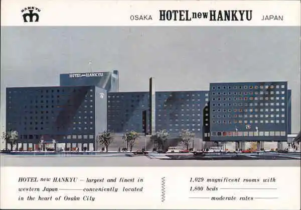 Japan Osaka Hotel new Hankyu Postcard Vintage Post Card
