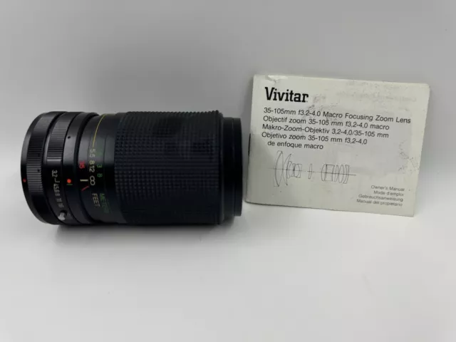 Vintage Vivitar Minolta M MD Mount 35-105 mm F3.2-4 Macro Zoom Lens Japan Made