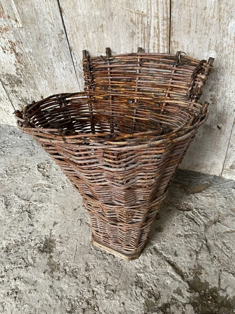 Panier De Pêcheur Ancien En Osier – Cabane De Lac, Déco Chalet, Fermeture Poisson En Bois