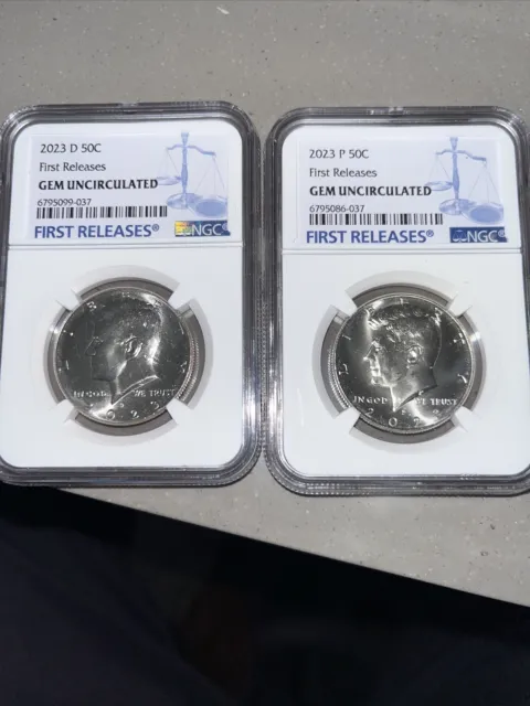 2023 P & D J F Kennedy Half Dollar 2 Coin Matched Set 50c NGC Gem Uncirculated
