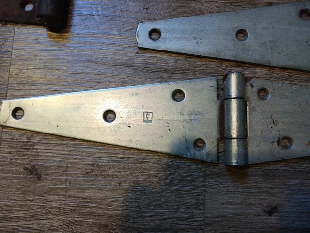 7 Antique Vintage Old Large  Rusty Barn Door Shed Strap Hinges  8 and 12 in 2