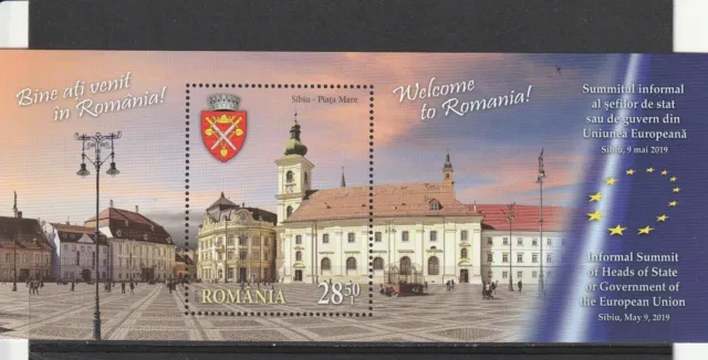 2019 Romania Stamps Castles Sibiu History Mnh Europe Summit Big Square