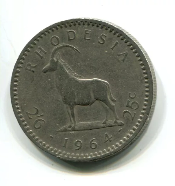 1964 Rhodesia 25c Coin (b518-2)