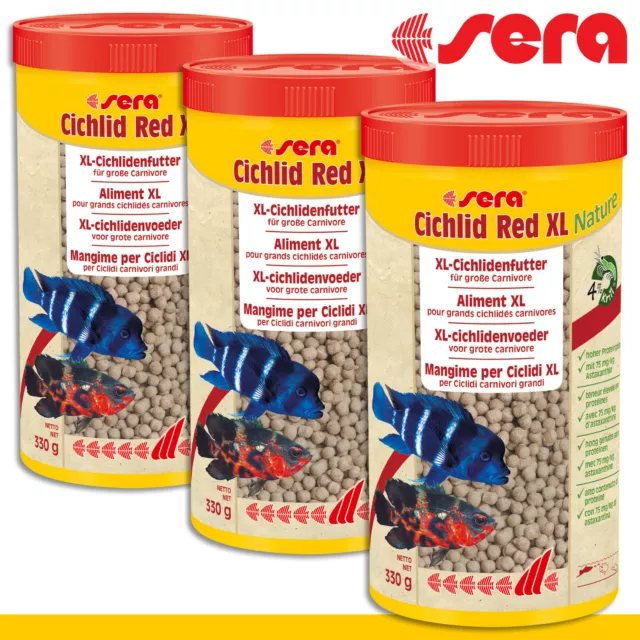 sera 3x 1000ml cíclido rojo XL Nature perca de colores peces ornamentales alimento crecimiento