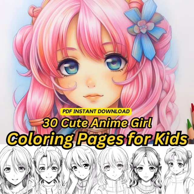 100 Anime Girl Coloring Book: 100 by Dickenson, Adamie