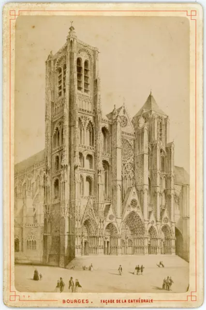 France, Bourges, la Cathédrale Vintage albumen print. Tirage albuminé  16,