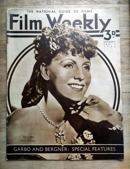 Film Weekly mag 1936, Greta Garbo, Elisabeth Bergner, Mutiny Bounty, Tilly Losch