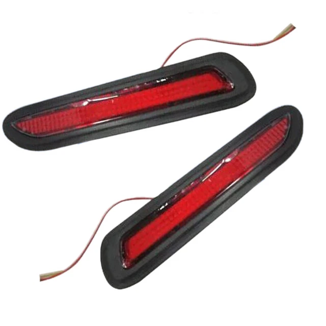 Pair Red Lens LED Car SUV Rear Bumper Reflectors Taillight Drive+Brake Fog Light