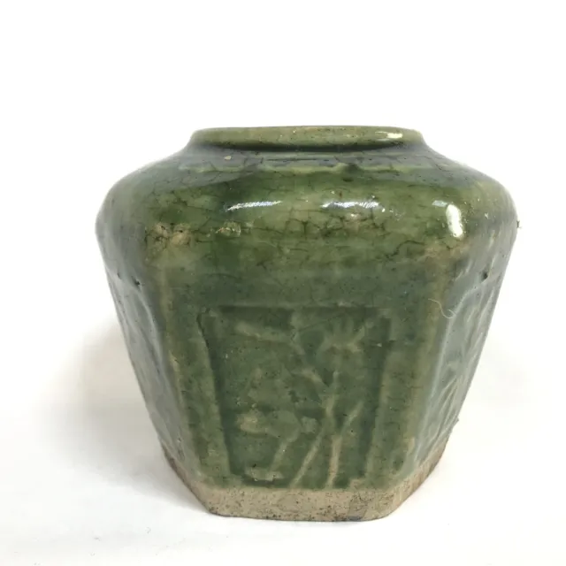 Antique Chinese Green Shiwan ? Glazed Pottery Ginger Jar China