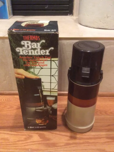 Vintage Thermos Bar Tender 1 Liter Hot Cold Drink Airpot Model 2645 Touch  Top 