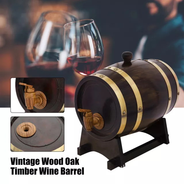 1.5L Whiskey Barrel Dispenser Oak Aging Barrels Home Whiskey Barrel  Decanter for Wine, Spirits, Beer, and Liquor (Brown)