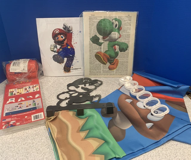 Nintendo Super Mario Bros Bathroom/Bedroom Decor Lot for Kids