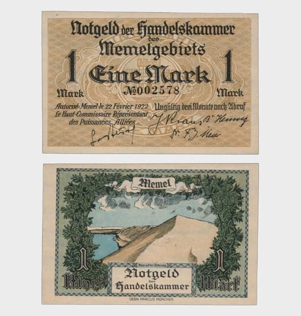 Memel - 1922 - 1 Mark - "UNC" - #CO2344