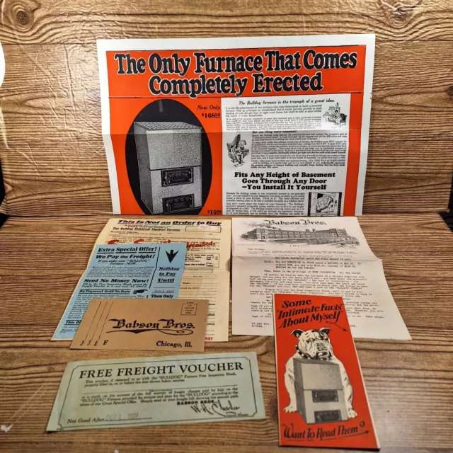 Vintage Babson Bros Chicago Bulldog Pipeless Furnace Advertising Lot Ephemera...