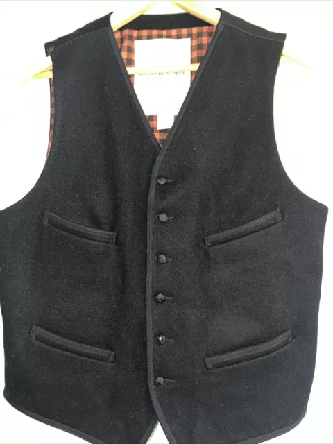 Vintage Ralph Lauren Denim & Supply Black Wool Vest Mens MEDIUM