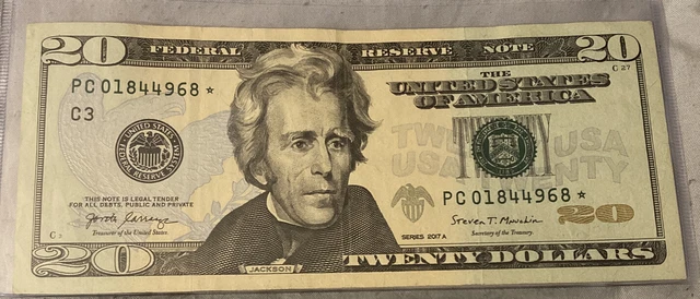 20 Dollar Star Note 2017a Fancy Low Serial Number Super Rare Bill