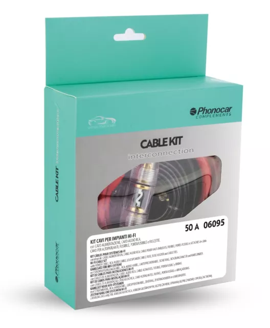 Kit Cavi Cavetteria per Amplificatore Casse Altoparlanti Hi Fi Auto 50A Phonocar