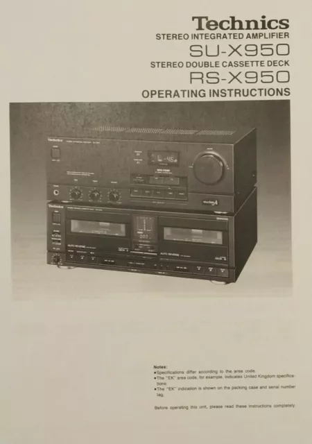 Technics SU-X950 - RS-X950 - Mini System - Operating Instructions - USER MANUAL