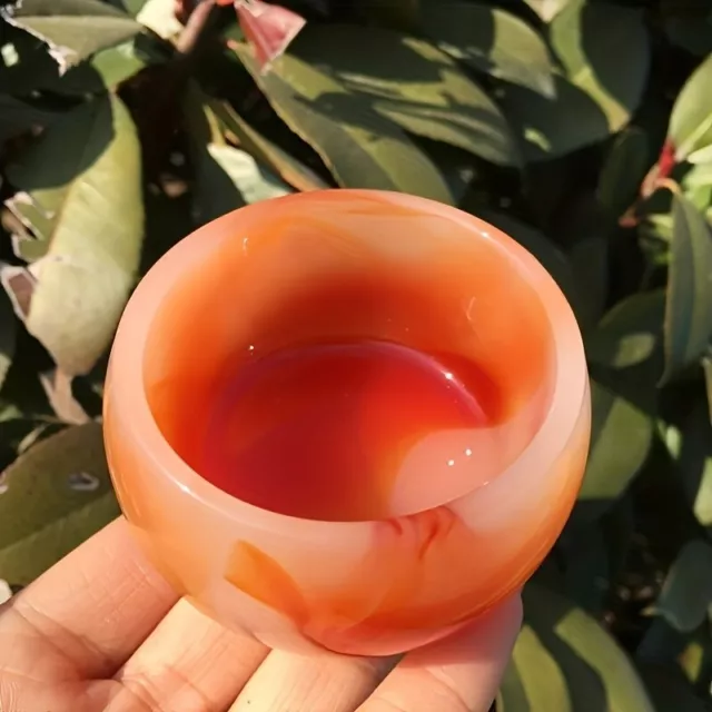 Natural Healing Red Agate Bowl Carving Carnelian Cup Reiki Crystal Collection